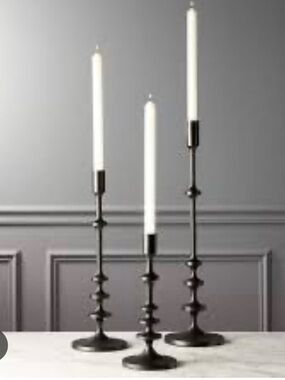 CB2 Allis Black Metal Taper Candle Holders - Set of 3